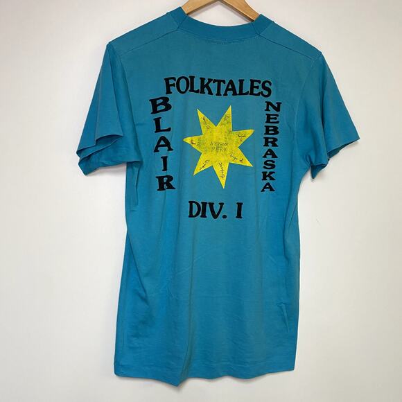 Vintage Nebraska Shirt 90s Omaha Folktales Blair Blue Tee - Picture 2 of 2